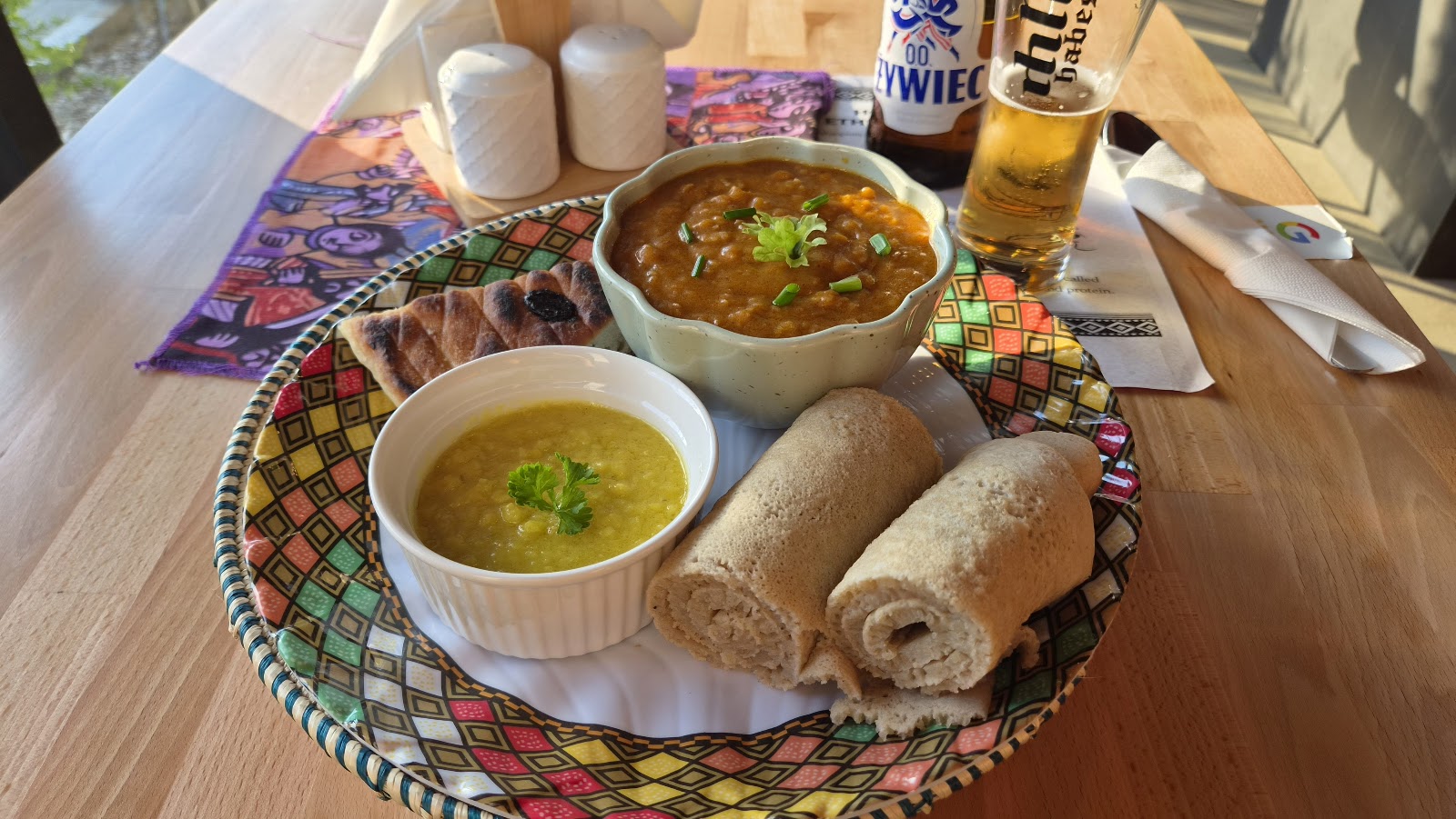 Ethiopian stews served with injera